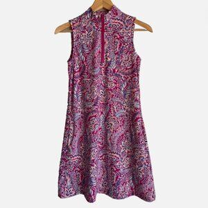 Tommy Bahama 1/4 Zip Golf Tennis Dress Size XS Sleeveless Purple Floral